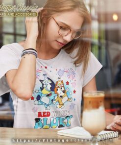 Bluey Bingo 4th of July, Bluey Fireworks Shirt 5 Bluey Bingo 4th Of July Bluey Fireworks Women TShirt
