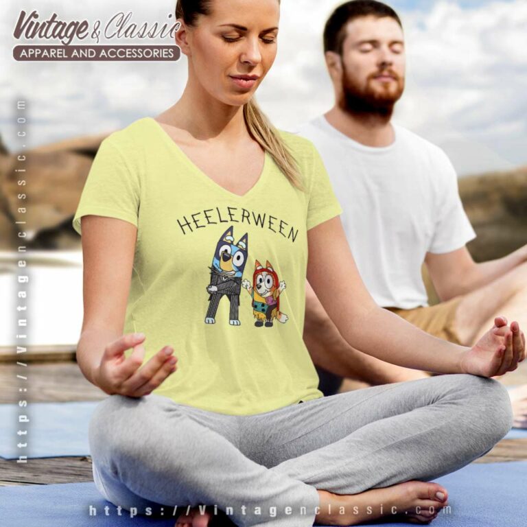 Bluey Bingo Halloween Shirt Happy Heelerween V Neck TShirt Bluey Bingo Halloween Shirt Happy Heelerween V Neck TShirt