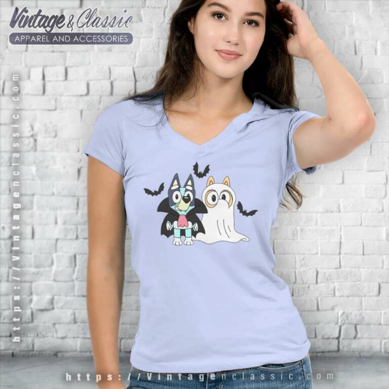 Bluey Bingo Halloween Shirt Horror Funny V Neck TShirt Bluey Bingo Halloween Shirt Horror Funny V Neck TShirt