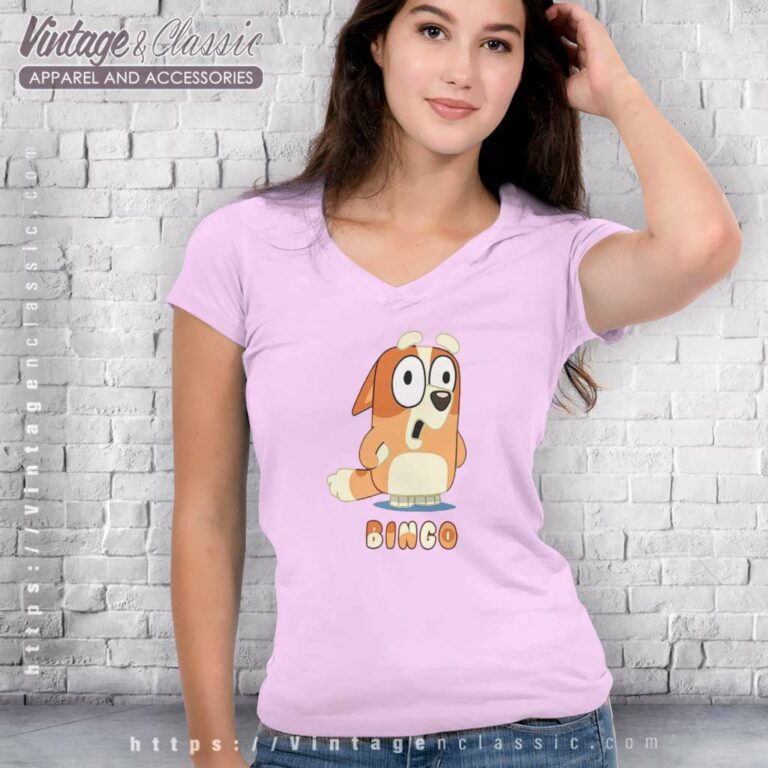 Bluey Bingo Love Shirt Gift For Fan V Neck TShirt Bluey Bingo Love Shirt Gift For Fan V Neck TShirt