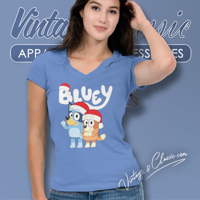 Bluey Couple Christmas V Neck TShirt Bluey Couple Christmas V Neck TShirt