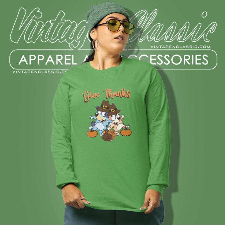 Bluey Couple Shirt Give Thanks Long Sleeve Tee Bluey Couple Shirt Give Thanks Long Sleeve Tee