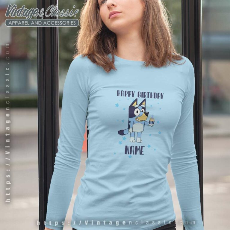 Bluey Custom Birthday Long Sleeve Tee Bluey Custom Birthday Long Sleeve Tee