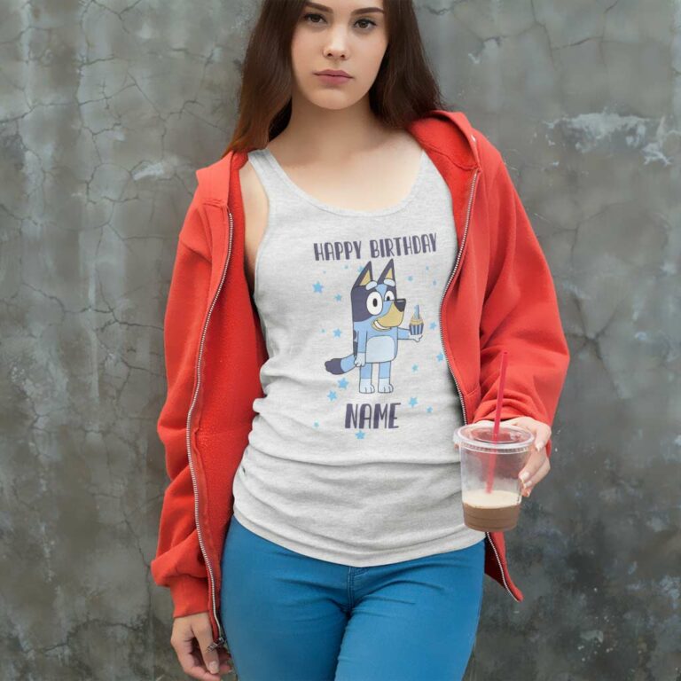 Bluey Custom Birthday Tank Top Racerback Bluey Custom Birthday Tank Top Racerback