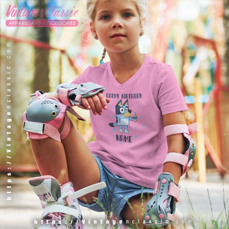 Bluey Custom Birthday kids Vneck Bluey Custom Birthday kids Vneck