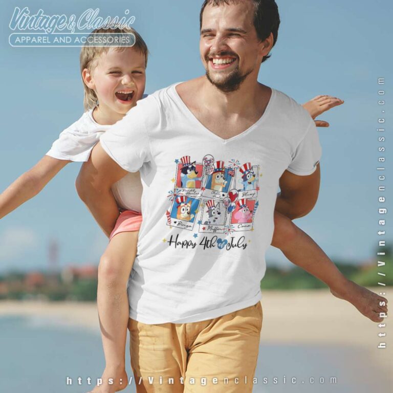 Bluey Family 4th Of July V Neck TShirt Bluey Family 4th Of July V Neck TShirt