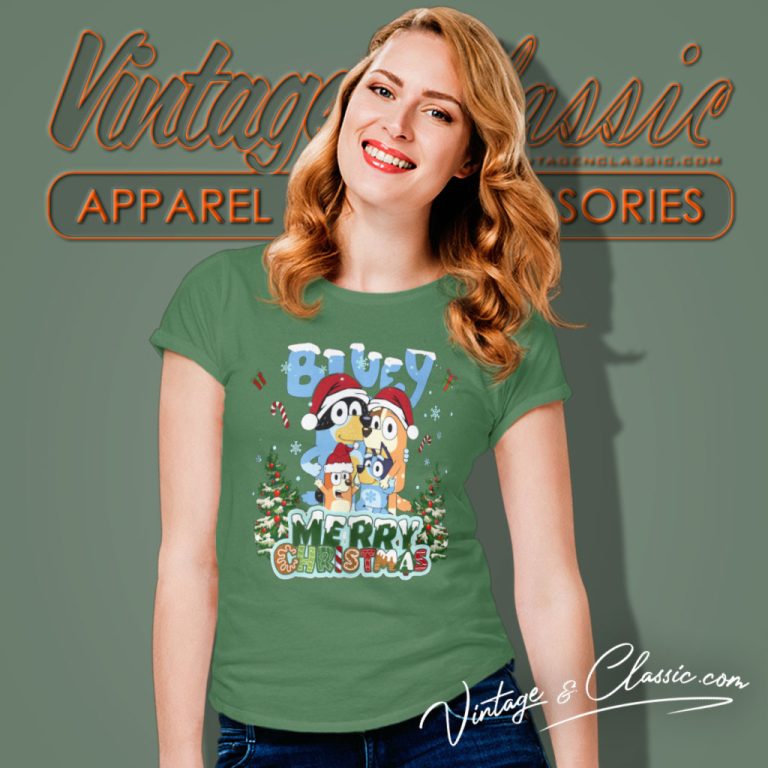 Bluey Family Merry Christmas Women T Shirt Bluey Family Merry Christmas Women T Shirt