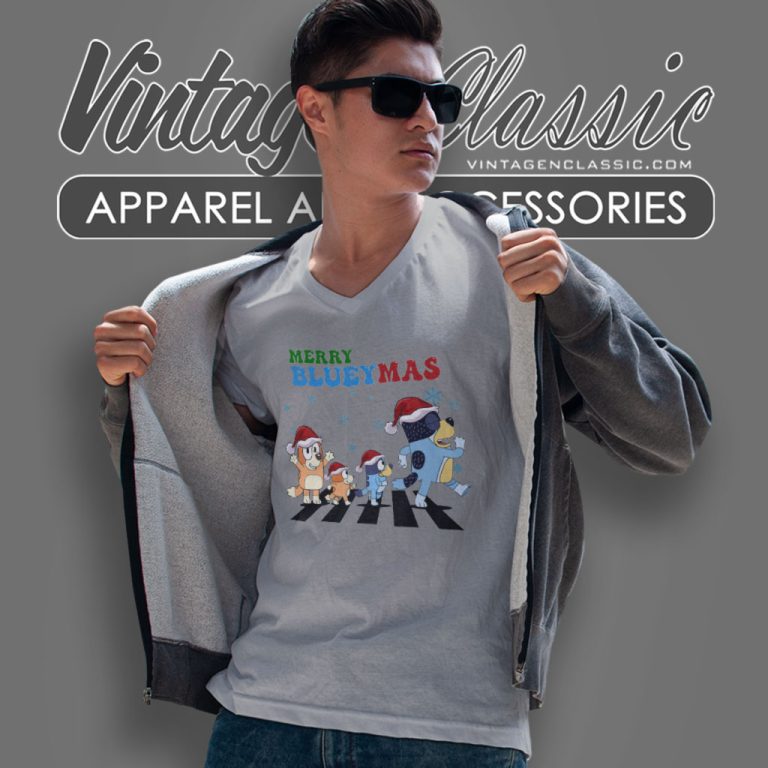 Bluey Family Shirt Merry Blueymas V Neck TShirt Bluey Family Shirt Merry Blueymas V Neck TShirt