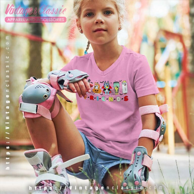 Bluey Friends Halloween Shirt Bluey Halloween kids Vneck Bluey Friends Halloween Shirt Bluey Halloween kids Vneck