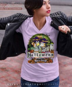 Bluey Halloween Party Shirt Bluey Family V Neck TShirt