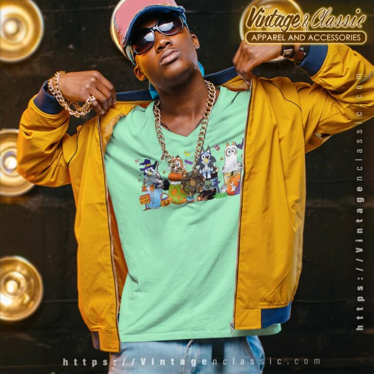 Bluey Halloween Shirt Bluey Coffee Halloween V Neck TShirt Bluey Halloween Shirt Bluey Coffee Halloween V Neck TShirt