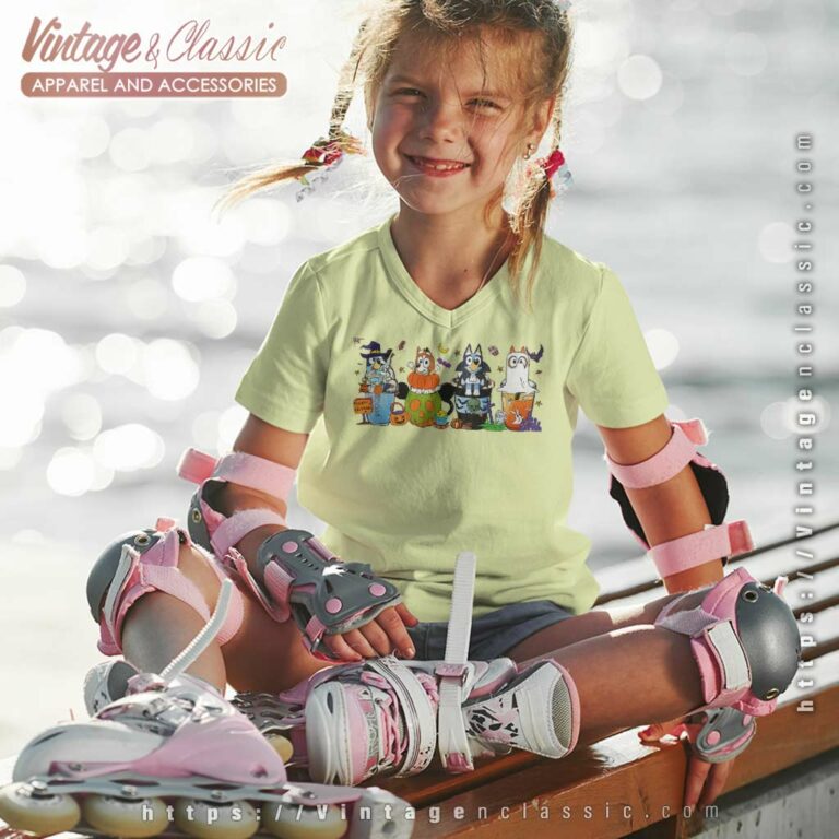 Bluey Halloween Shirt Bluey Coffee Halloween kids Vneck Bluey Halloween Shirt Bluey Coffee Halloween kids Vneck