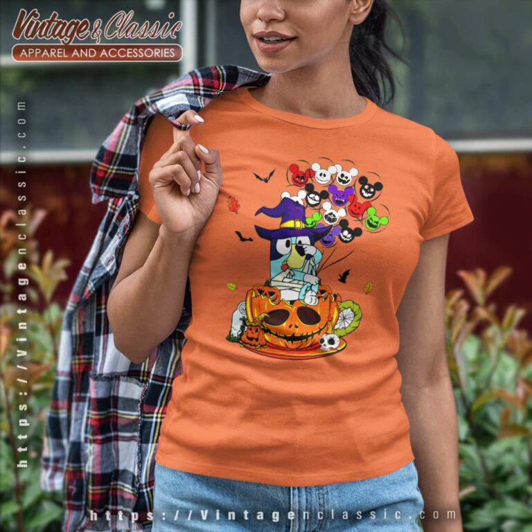 Bluey Halloween Shirt Bluey Mickey Pumpkin Women TShirt Bluey Halloween Shirt Bluey Mickey Pumpkin Women TShirt