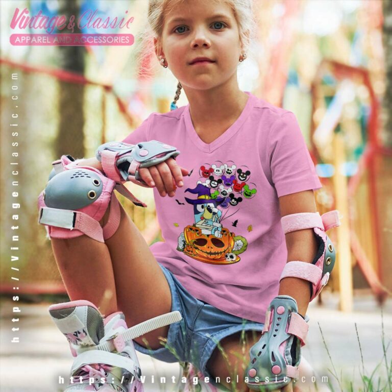 Bluey Halloween Shirt Bluey Mickey Pumpkin kids Vneck Bluey Halloween Shirt Bluey Mickey Pumpkin kids Vneck