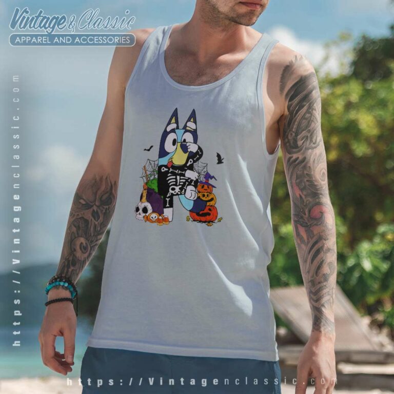 Bluey Halloween Shirt Bluey Skeleton Tank Top Racerback Bluey Halloween Shirt Bluey Skeleton Tank Top Racerback
