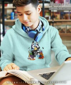 Bluey Halloween Shirt Bluey Skeleton kids Hoodie