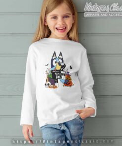 Bluey Halloween Shirt Bluey Skeleton kids Longsleeves