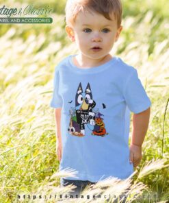 Bluey Halloween Shirt Bluey Skeleton kids Tshirt