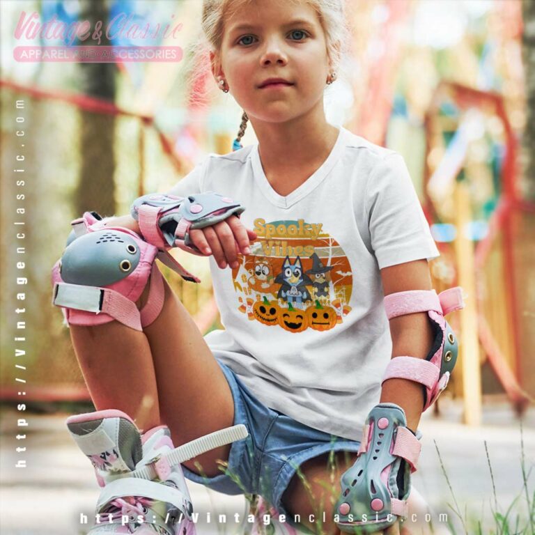 Bluey Halloween Shirt Bluey Spooky Vibes kids Vneck Bluey Halloween Shirt Bluey Spooky Vibes kids Vneck
