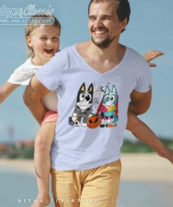 Bluey Halloween Shirt Skellington V Neck TShirt