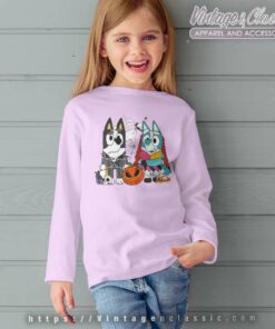 Bluey Halloween Shirt Skellington kids Longsleeves