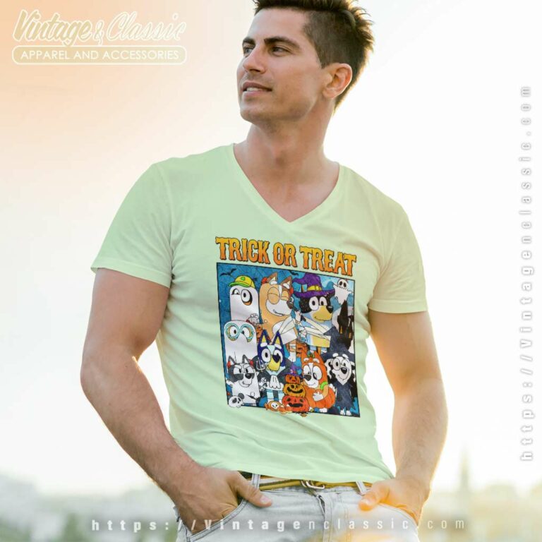 Bluey Halloween Shirt Trick Or Treat Halloween V Neck TShirt Bluey Halloween Shirt Trick Or Treat Halloween V Neck TShirt