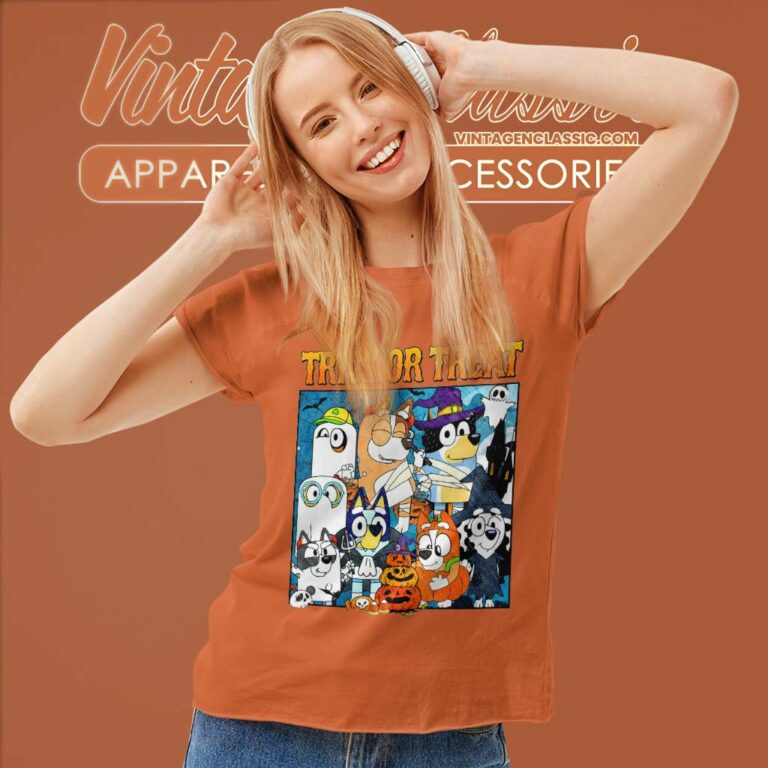 Bluey Halloween Shirt Trick Or Treat Halloween Women TShirt Bluey Halloween Shirt Trick Or Treat Halloween Women TShirt