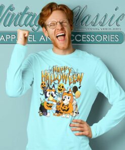 Bluey Happy Halloween Shirt Gift For Blueys Fan Long Sleeve Tee