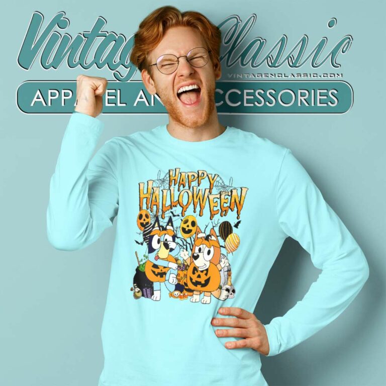 Bluey Happy Halloween Shirt Gift For Blueys Fan Long Sleeve Tee Bluey Happy Halloween Shirt Gift For Blueys Fan Long Sleeve Tee