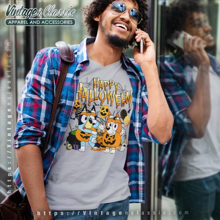 Bluey Happy Halloween Shirt Gift For Blueys Fan V Neck TShirt Bluey Happy Halloween Shirt Gift For Blueys Fan V Neck TShirt