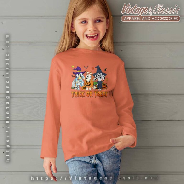 Bluey Happy Halloween Shirt Trick Or Treat kids Longsleeves Bluey Happy Halloween Shirt Trick Or Treat kids Longsleeves