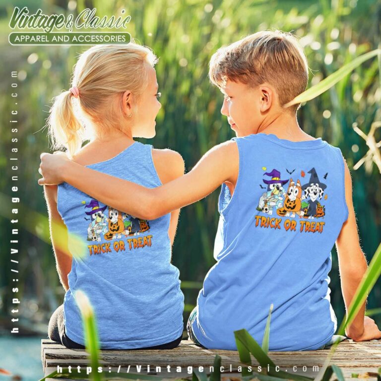 Bluey Happy Halloween Shirt Trick Or Treat kids Tanktop Bluey Happy Halloween Shirt Trick Or Treat kids Tanktop