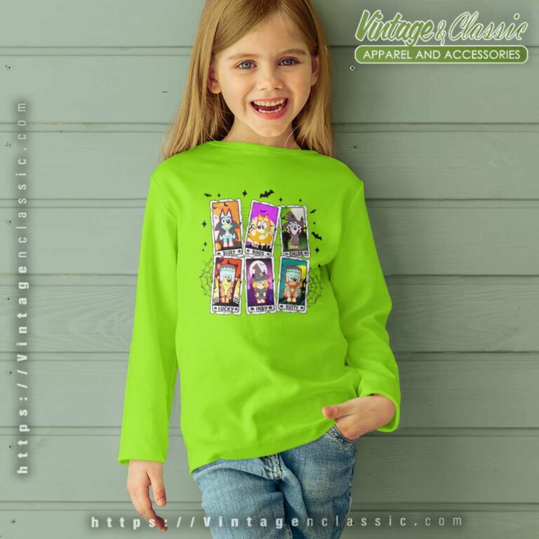 Bluey Horror Tarot Card Halloween kids Longsleeves Bluey Horror Tarot Card Halloween kids Longsleeves