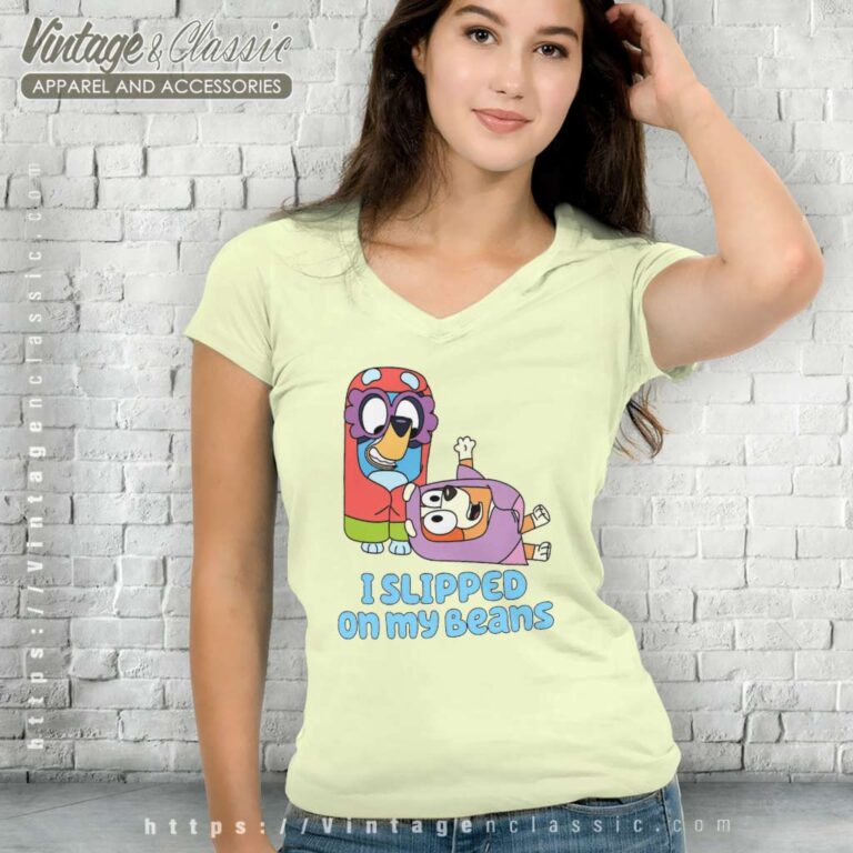 Bluey I Slipped On My Beans Bingo V Neck TShirt Bluey I Slipped On My Beans Bingo V Neck TShirt