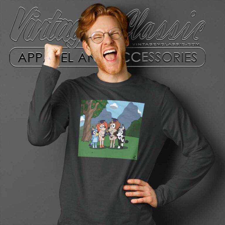 Bluey Mia And Captains Graduation Long Sleeve Tee Bluey Mia And Captains Graduation Long Sleeve Tee