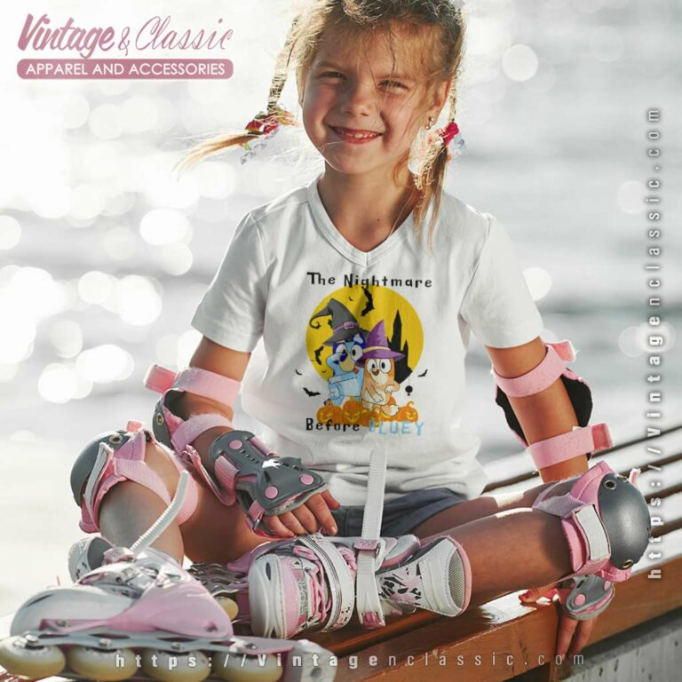 Bluey Nightmare Before Shirt Bluey Halloween kids Vneck Bluey Nightmare Before Shirt Bluey Halloween kids Vneck