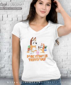 Bluey Parenting Is Trifficult Bluey Bingo V Neck TShirt
