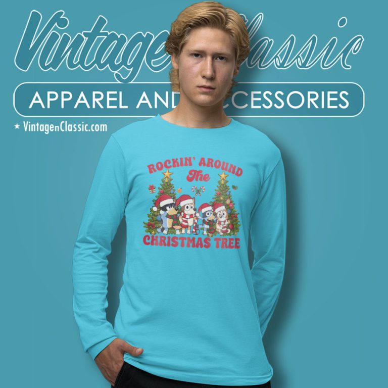 Bluey Rockin Around The Christmas Tree Long Sleeve Tee Bluey Rockin Around The Christmas Tree Long Sleeve Tee