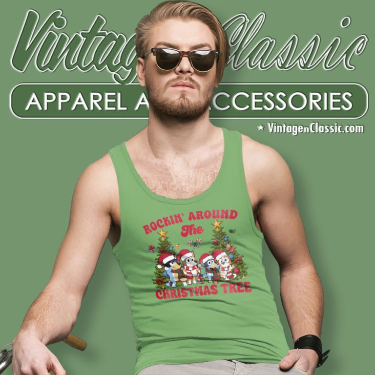 Bluey Rockin Around The Christmas Tree Tank Top Racerback Bluey Rockin Around The Christmas Tree Tank Top Racerback