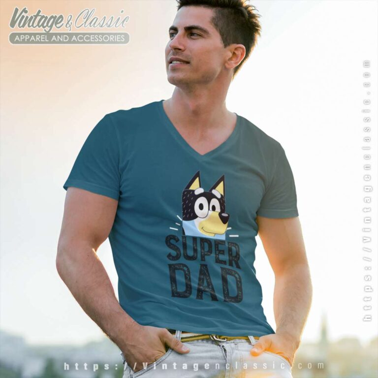 Bluey Super Dad Bandit Vneck Bluey Super Dad Bandit Vneck