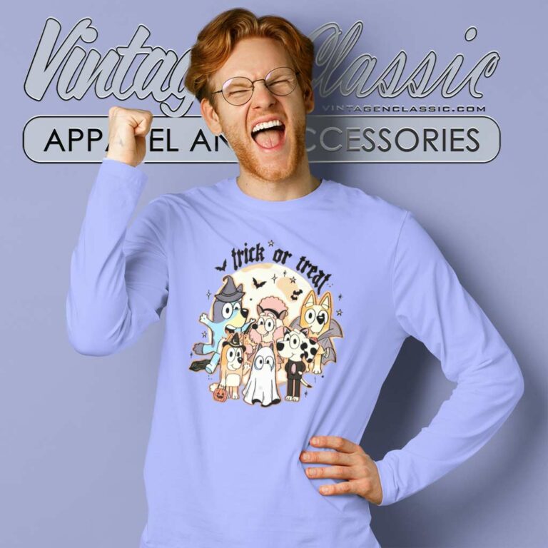 Bluey Trick Or Treat Shirt Bluey And Friend Long Sleeve Tee Bluey Trick Or Treat Shirt Bluey And Friend Long Sleeve Tee