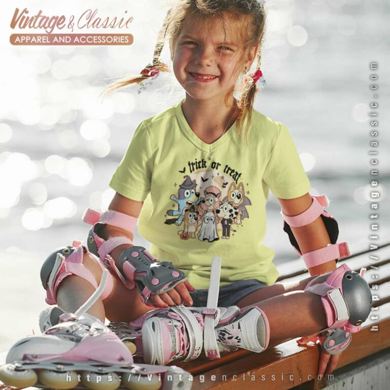 Bluey Trick Or Treat Shirt Bluey And Friend kids Vneck Bluey Trick Or Treat Shirt Bluey And Friend kids Vneck