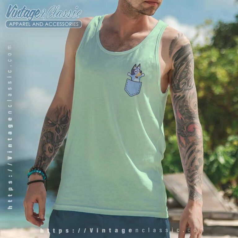 Bluey Tv Show Faux Fake Pocket Tanktop Bluey Tv Show Faux Fake Pocket Tanktop