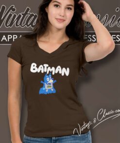 Bluey X Batman Batdad Funny V Neck TShirt