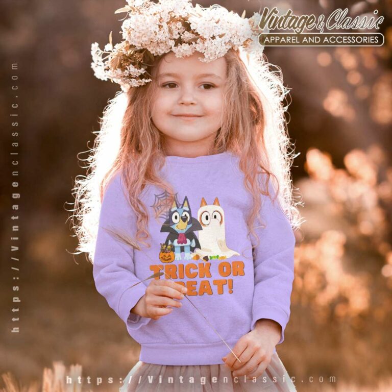 Bluey Bingo Trick Or Treat Halloween kids Sweatshirt Bluey Bingo Trick Or Treat Halloween kids Sweatshirt
