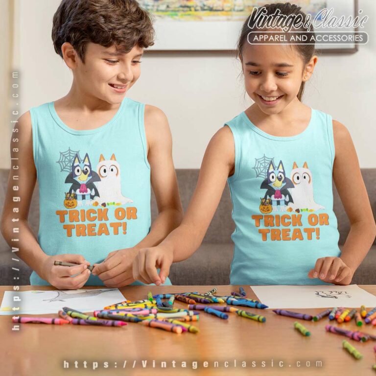 Bluey Bingo Trick Or Treat Halloween kids Tanktop Bluey Bingo Trick Or Treat Halloween kids Tanktop