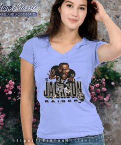 Bo Jackson Caricature Oakland Raiders V Neck TShirt