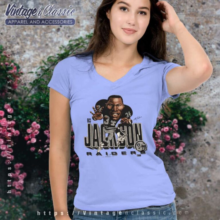 Bo Jackson Caricature Oakland Raiders V Neck TShirt Bo Jackson Caricature Oakland Raiders V Neck TShirt