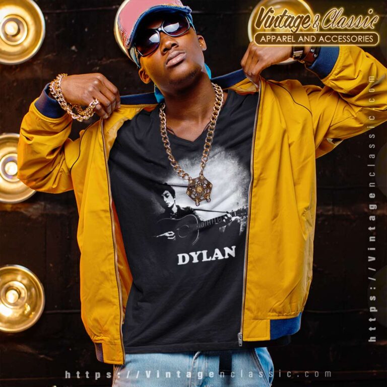 Bob Dylan Guitar Photo V Neck TShirt Bob Dylan Guitar Photo V Neck TShirt