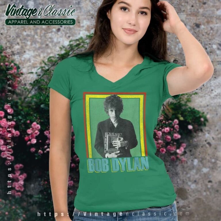 Bob Dylan Holding Picture Photo V Neck TShirt Bob Dylan Holding Picture Photo V Neck TShirt